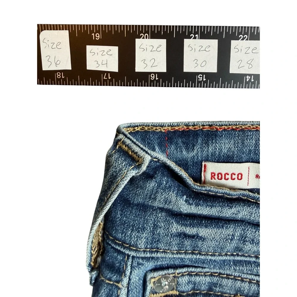 True‎ Religion Rocco Relaxed Skinny Jeans Mens 33 Blue Denim Stretch Medium Wash